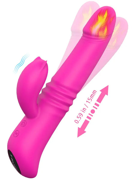 %10 İndirimli - Isıtmalı İleri Geri ve Dönme Hareketli Şarjlı Tavşan Vibratör 22 cm - CA-S030