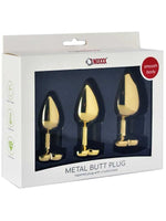 NOXXX Kalp Mücevherli Çelik Gold Anal Plug 3'lü Set - NN06