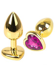 NOXXX Kalp Mücevherli Çelik Gold Anal Plug Orta Boy - 401010