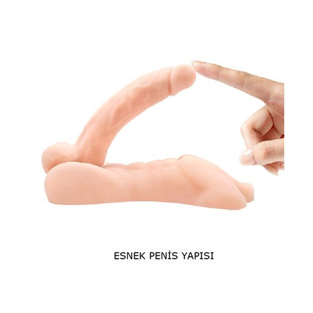 Kendinden Kayganlaştırıcılı Realistik Yarım Erkek Vücutlu Penis 19 cm - BDM8107