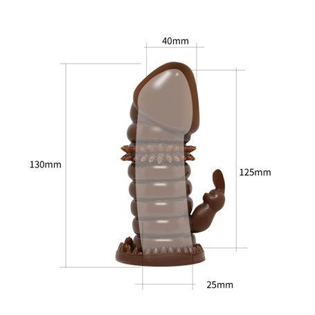 Klitoral Uyarıcılı Tırtıklı Boğumlu Penis Kılıfı - BDM1608