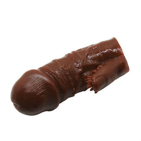 Klitoral Uyarıcılı Tırtıklı Damarlı Penis Kılıfı - 1601