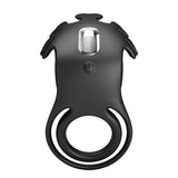USB Şarjlı Klitoris Uyarıcılı Güçlü Titreşimli Siyah Silikon Penis Halkası - Ruben - BDM1345