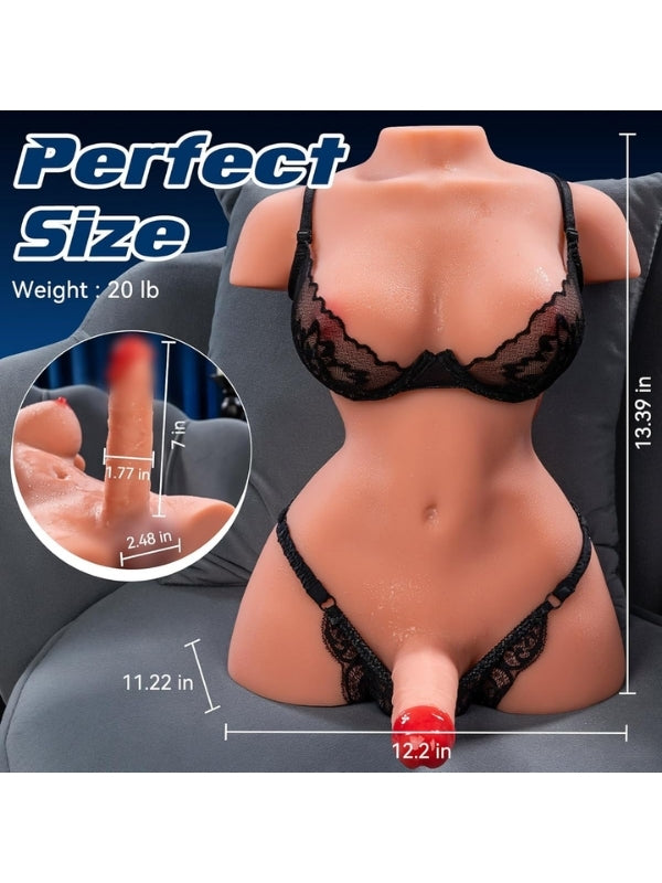 L-Join Gerçekçi Titreşimli, İleri Geri Penis Haraketli 9 Kg Trans Yarım Vücut Mastürbatör Dildo - C-LJ2143V