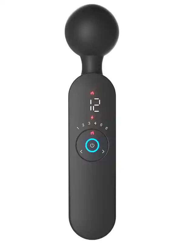 LCD Ekranlı Isıtmalı Şarjlı 12 Titreşim Modlu Wand Vibratör 21,6 cm - LLB2105