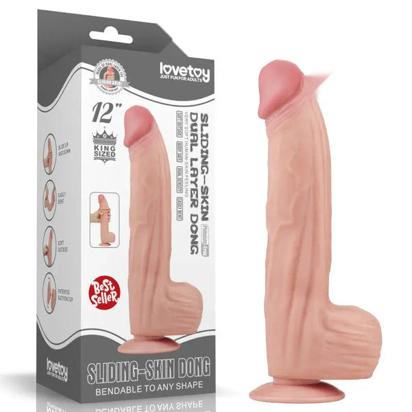 Lovetoy 31 Cm Çift Katmanlı Kayar Derili Dildo - FA-317052
