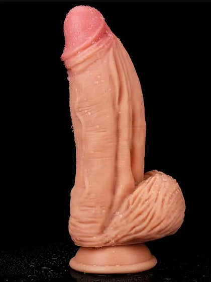 Çift Katmanlı Platinyum Silikon Monster Dildo 25 cm Ten - LV411024