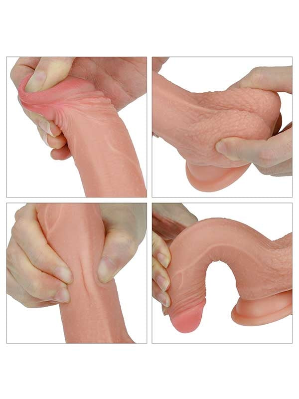 LoveToy Çift Katmanlı Platinyum Silikon Realistik Dildo 18 cm - LV4001
