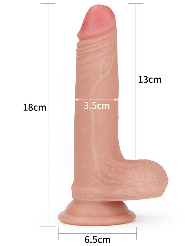 LoveToy Çift Katmanlı Platinyum Silikon Realistik Dildo 18 cm - LV4001