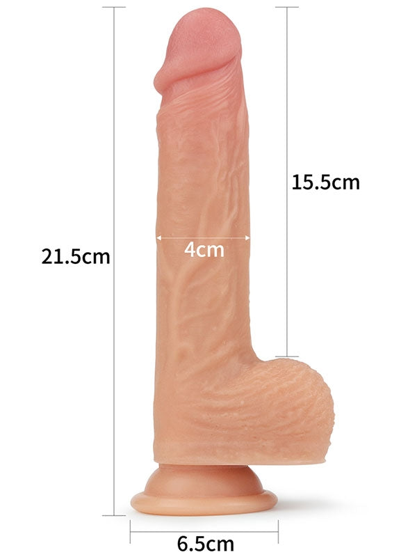 LoveToy Çift Katmanlı Isıtmalı Şarjlı Döner Başlı Titreşimli Realistik Vibratör 21.5 cm - LV4031