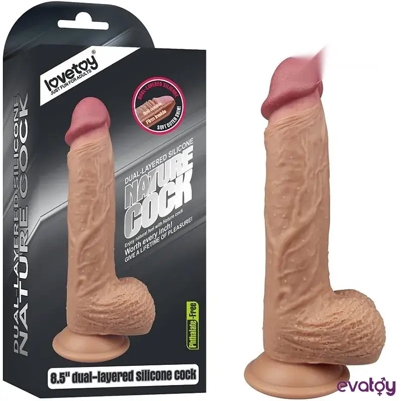 LoveToy Nature Cock 21.5 Cm Çift Katmanlı Platinum Dildo - FA-4003