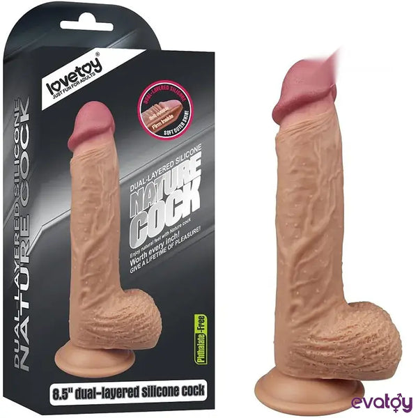 LoveToy Nature Cock 21.5 Cm Çift Katmanlı Platinum Dildo - FA-4003