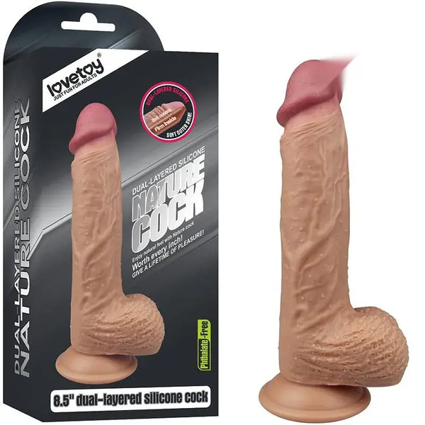 LoveToy Nature Cock 21.5 Cm Çift Katmanlı Platinum Dildo - FA-4003