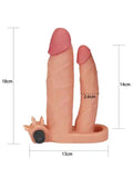 X Tender İkili Titreşimli Realistik Penis Kılıfı 2.5 cm Uzatmalı - LV314100