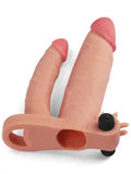 X Tender İkili Titreşimli Realistik Penis Kılıfı 2.5 cm Uzatmalı - LV314100