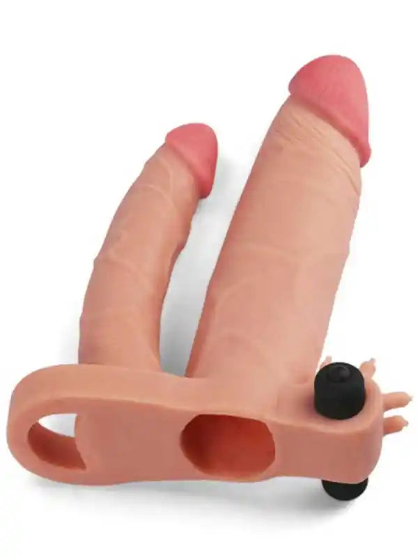 X Tender İkili Titreşimli Realistik Penis Kılıfı 2.5 cm Uzatmalı - LV314100