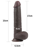 Kayar Derili Çift Katmanlı Realistik Dildo 23 cm Siyah - LV317013