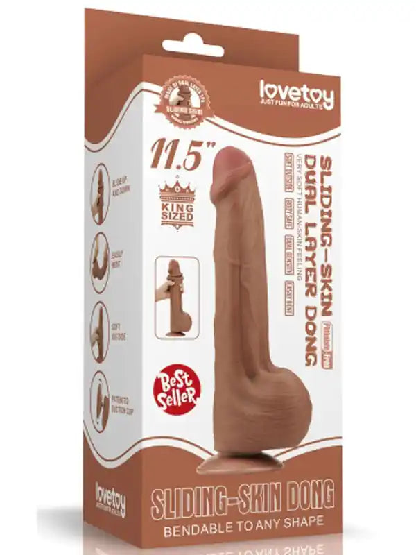 LoveToy Sliding Skin Dual Layer Çift Katmanlı Dildo 29 cm Melez - LV317061
