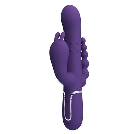 Manyetik Şarjlı Oynar Gövdeli Klitoral & Anal Uyarıcılı Teknolojik Vibratör Penis - BDM1385