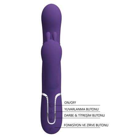 Manyetik Şarjlı Oynar Gövdeli Klitoral & Anal Uyarıcılı Teknolojik Vibratör Penis - BDM1385