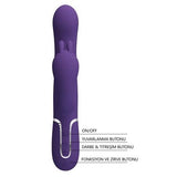 Manyetik Şarjlı Oynar Gövdeli Klitoral & Anal Uyarıcılı Teknolojik Vibratör Penis - BDM1385