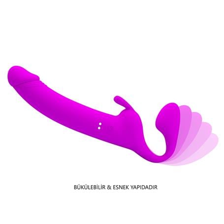 Manyetik USB Şarjlı Klitoris Darbe Modlu Çift Taraflı Strapon Teknolojik G-Spot Vajinal Vibratör - Zanini - BDM1399