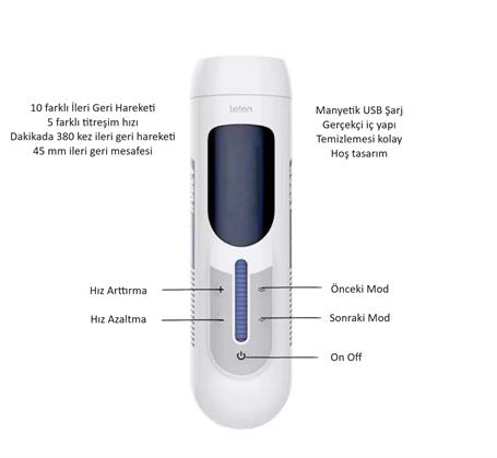 Manyetik USB Şarjlı Sesli İleri Geri Hareketli Titreşimli Emme Vakum Ayarlı Masturbatör - Leten Future 380 Piston - BDM1581