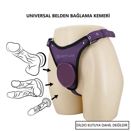 Mor Renkli Universal Protez Penis Belden Bağlama Kemeri - Caludio 3 - BDM1589