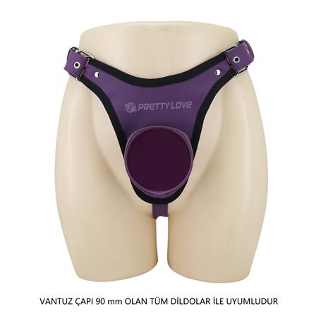 Mor Renkli Universal Protez Penis Belden Bağlama Kemeri - Caludio 3 - BDM1589