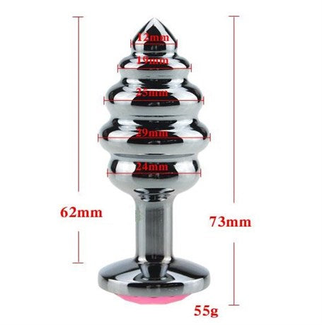 Mücevher Taşlı Paslanmaz Çelik Boğumlu Anal Tıkaç (Plug) - BDM012