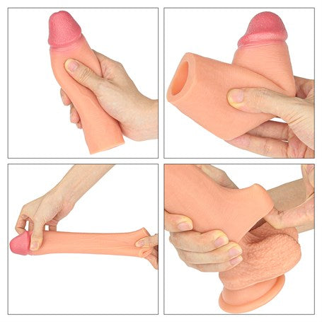 Nature Extender 4.5 cm Dolgulu Premium Ten Rengi Silikon Penis Kılıfı - CA-LV4211F
