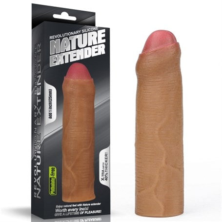 16,5 cm Nature Extender 4.5 cm Dolgulu Premium Silikon Sünnetsiz Melez Penis Kılıfı - LV4212B