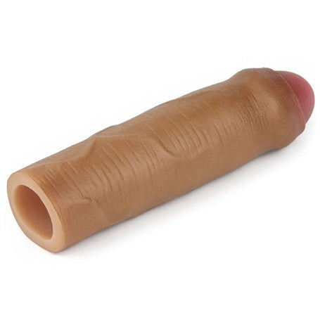 16,5 cm Nature Extender 4.5 cm Dolgulu Premium Silikon Sünnetsiz Melez Penis Kılıfı - LV4212B