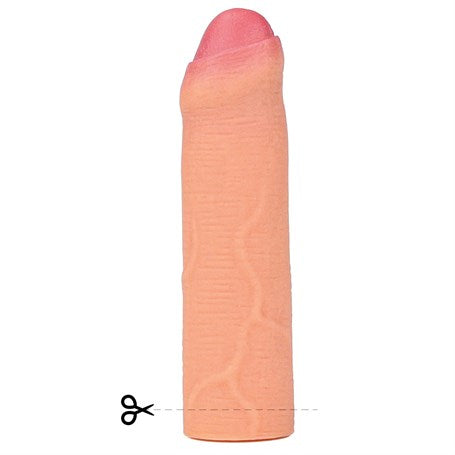 16,5 cm Nature Extender 4.5 cm Dolgulu Premium Ten Rengi Silikon Sünnetsiz Penis Kılıfı - LV4212F
