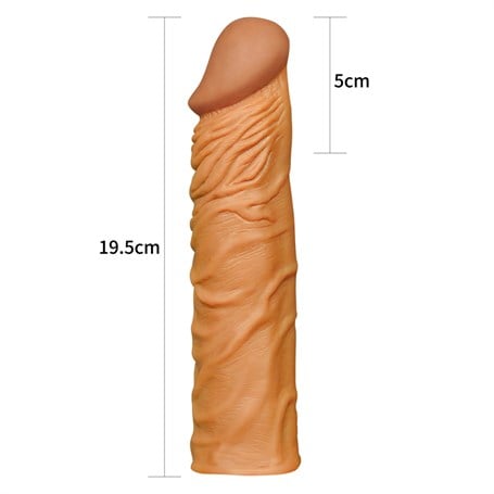 Nature Extender 5 cm Dolgulu Premium Melez Silikon Penis Kılıfı - LV1052B