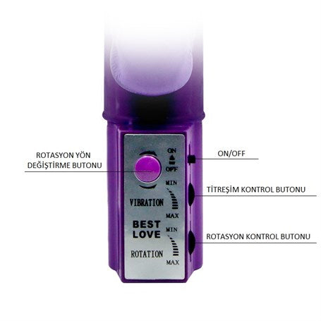 Oynar Başlı Klitoral & Anal Uyarıcılı Teknolojik Vibratör Penis - B1072