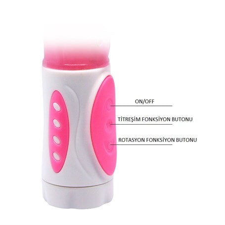 Oynar Başlı Klitoral & Anal Uyarıcılı Teknolojik Vibratör Penis - B1191