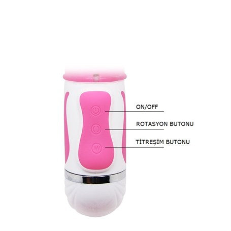 Oynar Başlı Klitoris Uyarıcılı Teknolojik Tavşan Vibratör Penis - BDM6303