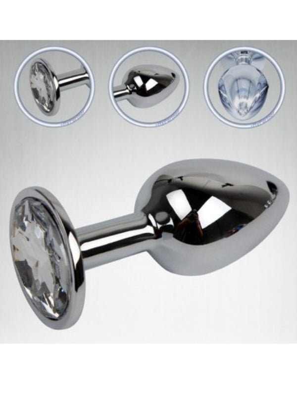 Paslanmaz Çelik Anal Plug Tıkaç Beyaz Taşlı - A-AVP002BEYAZ