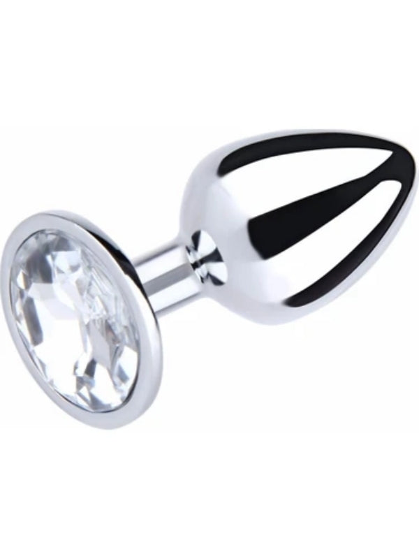 Paslanmaz Çelik Anal Plug Tıkaç Beyaz Taşlı - A-AVP002BEYAZ