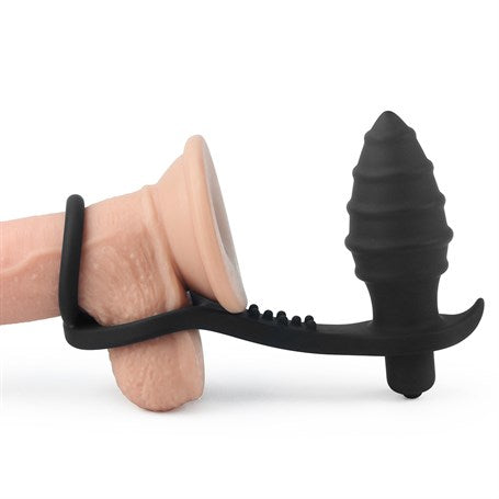 Penis Halkalı Titreşimli Anal Penetratör Plug Masturbatör - LV2652