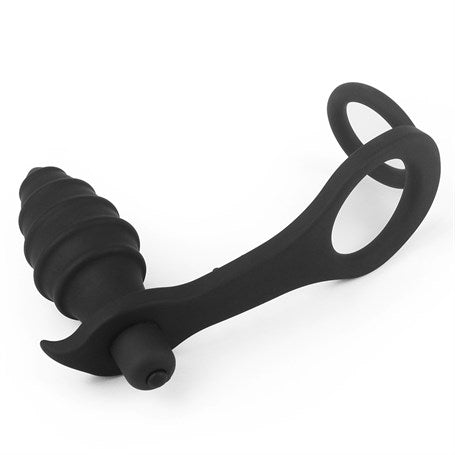 Penis Halkalı Titreşimli Anal Penetratör Plug Masturbatör - LV2652