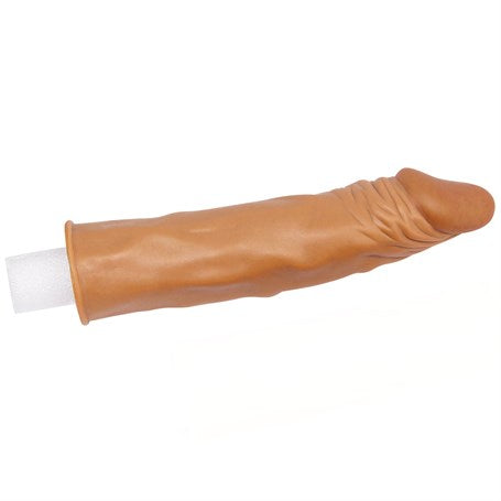 18,5 cm Pleasure Extender 5 cm Dolgulu Premium Melez Silikon Penis Kılıfı - LV1053B