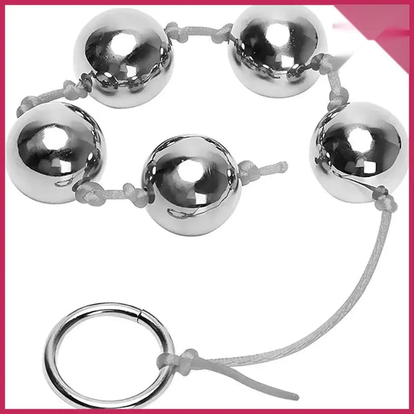 Pompoarizm 5 Top Metal Görünümlü Anal ve Vajina Topu - FA-KB11