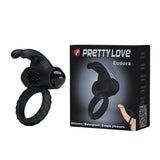 Pretty Love Klitoral Uyarıcılı Titreşimli Tavşan Penis Halkası - BDM6219