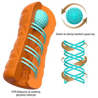 Prizma Hayali 15 cm Gerçekçi Doku Realistik Suni Darbeli Mastürbatör - Turuncu - BDM1322T