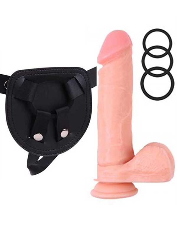 R.G.B Belden Bağlamalı 21.5cm Protez Penis ve Kemeri - C-CH7122
