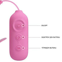 Romantic Wave - USB'den Şarjlı Titreşim & Elektro Şok Mandallı Göğüs Uyarıcı - BDM1486