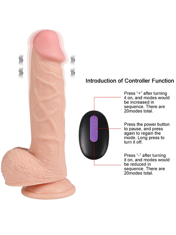 SHEQU Hans Şarjlı Uzaktan Kumandalı Gerçekçi Realistik Dildo 21 cm - SQWBC10012
