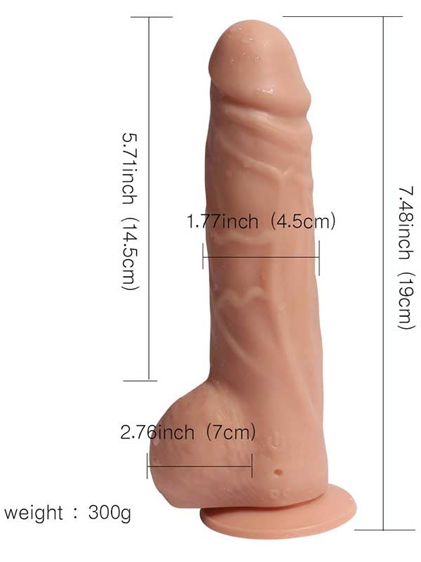SHEQU Şarjlı Uzaktan Kumandalı Titreşimli Realistik Dildo 19 cm - SQT10004